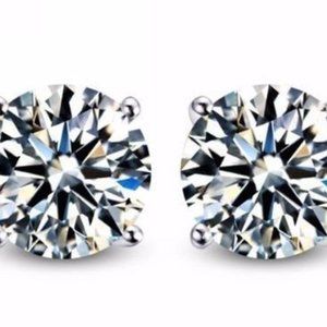 AAA QUALITY Round Cut Diamante Earrings .925 Sterling Silver UNISEX MEN WOMEN